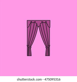 classic curtains. Sketch window decorations 