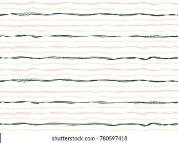 Classic curved stripes horizontal lines vector pattern. Thin intersecting and parallel bent lines, curve wavy ribbons clothing fabric.  Wavy stripes ripple silk fabric texture decor.