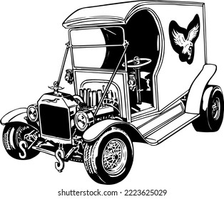 Classic Custom Car Vector Illustration