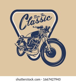 Classic custom motorcycle logo design illustration