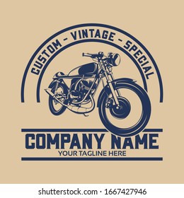 Classic custom motorcycle logo design illustration