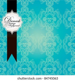 classic cyan seamless damask background