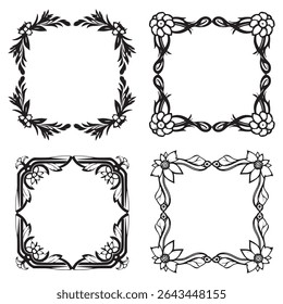 Coleção de Vetor de Quadros Florais Decorativos Clássicos e Dainty Vintage
