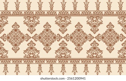 Classic Damask Floral Pattern  Classical luxury old fashioned damask ornament Vector Illustration for Elegant Textile Design for decoration Carpet Pattern .Cushion Cover ,Damascus Ornament 