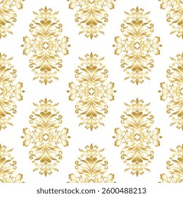Classic Damask gold floral seamless pattern, Wallpaper in the style of Baroque, background, Luxury Graphic pattern for fabric, carpet, packaging, Vector Illustration for Elegant Textile Design