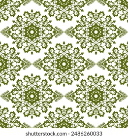 Classic Damask Green seamless pattern, Vintage design, element style, floral ornament, Luxury Ornamental lace tracery, wallpaper, Traditional background, Vector Illustration for Elegant Textile Design