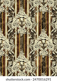 classic damask jacquard pattern with frame
