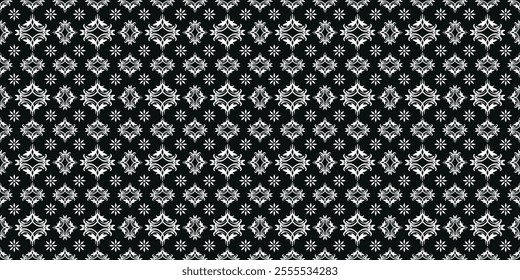 A classic damask pattern in a timeless black and white color palette. The intricate floral and geometric motifs create a luxurious and elegant design. This versatile pattern is perfect for a variety