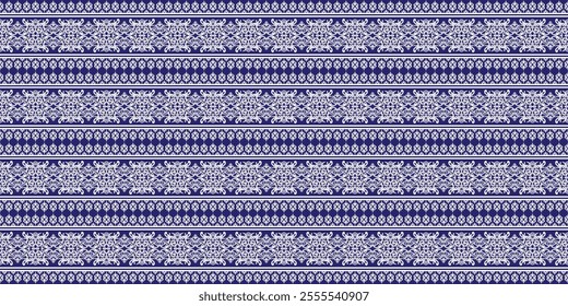 A classic damask pattern in a timeless blue and white color palette. The intricate floral and geometric motifs create a luxurious and elegant design. This versatile pattern is perfect for a variety