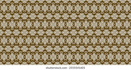 A classic damask pattern in a timeless brown and gold color palette. The intricate floral and geometric motifs create a luxurious and elegant design. This versatile pattern is perfect for a variety 