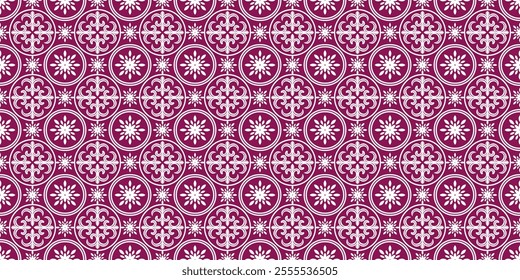 A classic damask pattern in a timeless red and white color palette. The intricate floral and geometric motifs create a luxurious and elegant design. This versatile pattern is perfect for a variety 