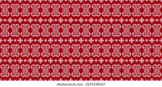 A classic damask pattern in a timeless red and white color palette. The intricate floral and geometric motifs create a luxurious and elegant design. This versatile pattern is perfect for a variety