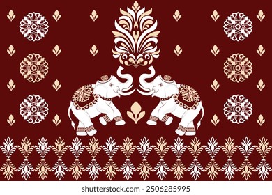 Classic Damask Pattern - Vector Illustration for Elegant Textile Design - Elephant pattern