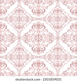 Classic Damask rose gold seamless pattern, Vintage design, element style, floral ornament, Luxury Ornamental lace tracery, wallpaper, Traditional background, Vector Illustration for Textile Design