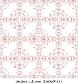 Classic Damask rose gold seamless pattern, Wallpaper in the style of Baroque, Vintage background, Luxury floral Graphic pattern for fabric, curtain, packaging, Vector Illustration for Textile Design