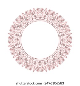 Classic Damask Round Wreath rose gold circular round ornament floral Abstract pattern, Victorian traditional style, illustration Vintage Design, Floral frames, Mandala, Antique border, Moroccan frame