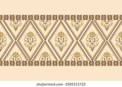 Classic Damask Seamless 
Pattern on Brown tone - Vector Illustration for Elegant Textile 
Design 