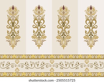 Classic Damask Seamless 
Pattern on Brown tone - Vector Illustration for Elegant Textile 
Design 