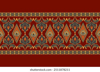 Classic Damask Seamless 
Pattern on Red-brown tone - Vector Illustration for Elegant Textile 
Design 