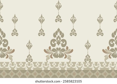 Classic Damask Seamless Pattern on light brown tone - Vector Illustration for Elegant Textile 
Design