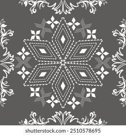 Clássico Damask Sem Costura
Padrão - Ilustração vetorial para tapete, tapete, textura, desenho à mão