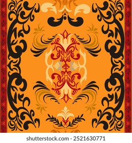 Classic Damask Seamless Pattern - Vector Illustration for Elegant Textile 
Design on Dark tone.