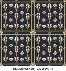 Classic Damask Seamless Pattern - Vector Illustration for Elegant Textile 
Design on Dark tone.