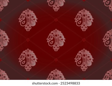 Classic Damask Seamless Pattern - vector illustration for beautiful texture design, Aztec geometric art. Print, ornament, art. Red