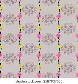 Classic Damask Seamless Pattern. Vector Illustration for Elegant Textile Design.
