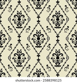Classic Damask Seamless Pattern. Vector Illustration for Elegant Textile Design.
