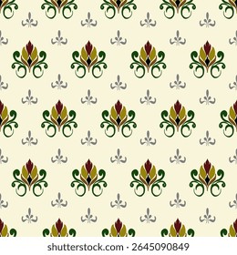 Classic Damask Seamless Pattern Vector Illustration for Elegant Textile Design