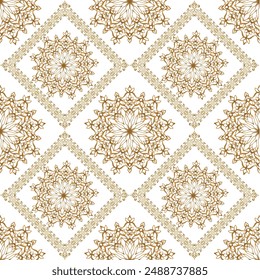 Patrón sin costuras Damask clásico, diseño de Antiguas, estilo de elemento, adorno floral marrón, tracería de encaje ornamental de lujo, Fondo de pantalla, fondo tradicional, Ilustración vectorial para el diseño textil elegante