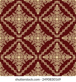 Patrón sin costuras Damask clásico, diseño de Antiguas, elemento de estilo antiguo, adorno floral, tracería de encaje ornamental de lujo, Fondo de pantalla, fondo tradicional, Ilustración vectorial para el diseño textil elegante