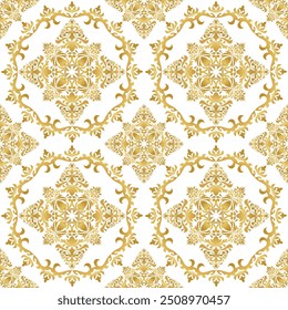 Classic Damask seamless pattern, Vintage design, element old style, Gold floral ornament, Luxury Ornamental lace tracery, Traditional background, Vector Illustration for Elegance Textile Design