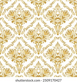 Classic Damask seamless pattern, Vintage gold design, element style, floral ornament, Luxury Ornamental lace tracery, wallpaper, Traditional background, Vector Illustration for Elegance Textile Design