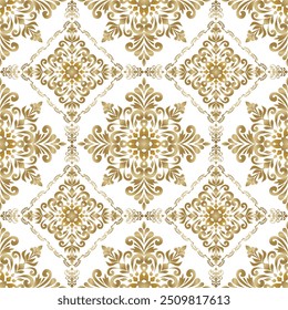 Classic Damask seamless pattern, Vintage gold design, element style, flower ornament, Luxury Ornamental lace tracery, wallpaper, Victorian background, Vector Illustration for Elegant Textile Design