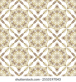 Classic Damask seamless pattern, Vintage golden design, element old style, Gold floral ornament, Luxury Ornamental lace tracery, Traditional background, Vector Illustration for Elegant Textile Design