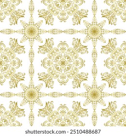 Classic Damask seamless pattern, Vintage design, element style, floral ornament, Luxury Gold Ornamental lace tracery, wallpaper, Traditional background, Vector Illustration for Elegant Textile Design