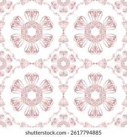 Classic Damask seamless pattern, Vintage design, element old style, Rose gold floral ornament, Luxury Ornamental lace tracery, Traditional background, Vector Illustration for Elegant Textile Design