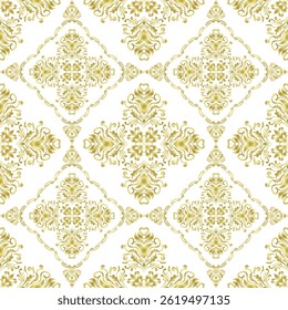 Classic Damask seamless pattern, Vintage gold design, element style, flower ornament, Luxury Ornamental lace tracery, wallpaper, Traditional background, Vector Illustration for Elegant Textile Design