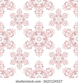 Klassische Damast nahtloses Muster, Vintage-Design, Element alten Stil, Roségold Blumenornament, Luxus Zierspitze tracery, Traditioneller Hintergrund, Vektorgrafik für Elegantes Textildesign