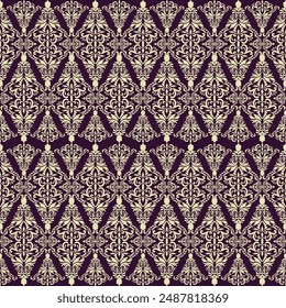 Classic Damask seamless pattern, Wallpaper in the style of Baroque, Vintage background, Luxury floral Graphic pattern for fabric, curtain, packaging, Vector Illustration for Elegant Textile Design