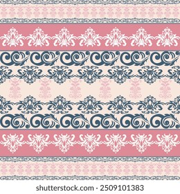Classic damask seamless pattern-vector illustration for elegant textile design.