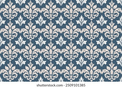 Ilustração padrão-vetor sem costura damask clássico para design têxtil elegante.