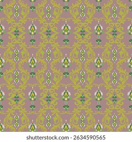  Classic Damask SeamlessPattern  Vector Illustration for Elegant TextileDesign