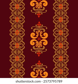 Classic Damask Semless Pattern - Vector Illustration for Elegant Textile Design on brown tone.