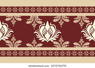 Classic Damask Semless Pattern - Vector Illustration for Elegant Textile Design on brown tone.