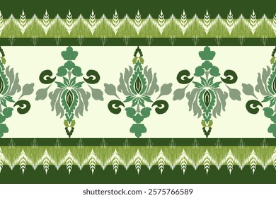 Classic Damask Semless Pattern - Vector Illustration for Elegant Textile Design on green tone.