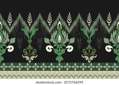 Classic Damask Semless Pattern - Vector Illustration for Elegant Textile Design on green tone.