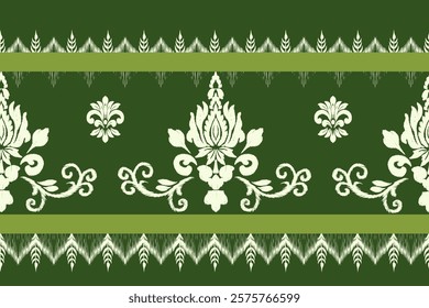 Classic Damask Semless Pattern - Vector Illustration for Elegant Textile Design on green tone.